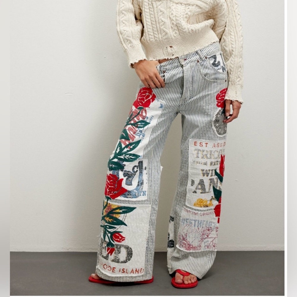 We the Free Lost and Found Boyfriend Jeans Secret Getaway Patchwork 26 NWT